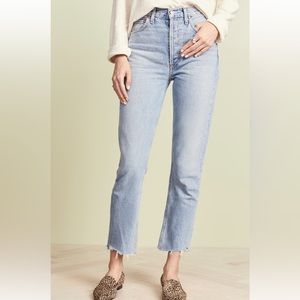 AGOLDE “Riley” high rise straight crop blue jeans Size 23